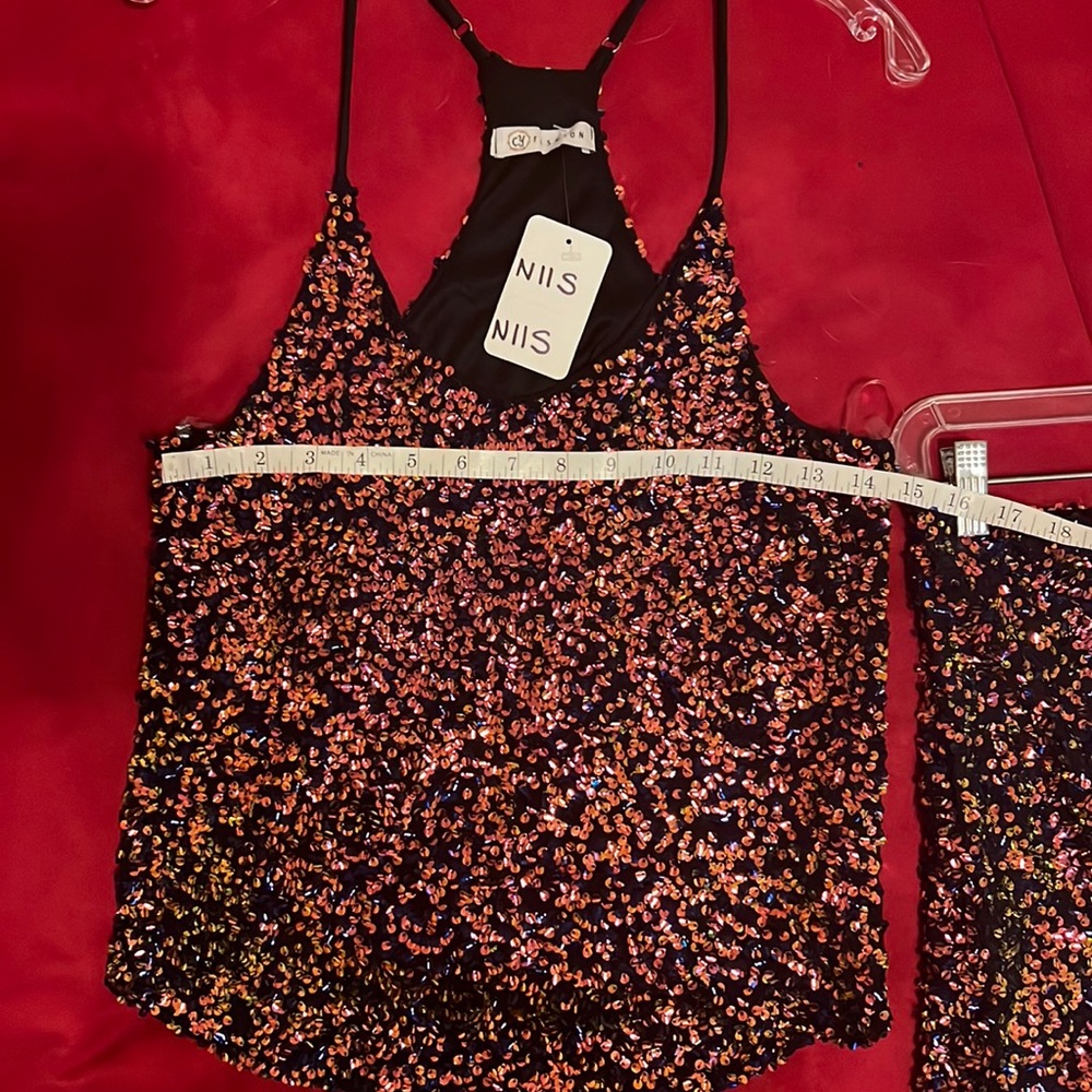 CY Fashion sequin top and shorts